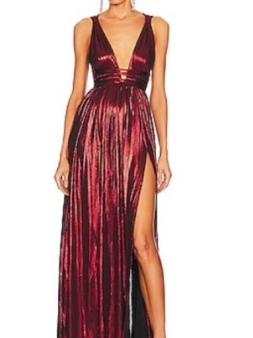 Bronx Banco Goddess Gown | Red metallic maxi dress #designer #bronxbanco #prom